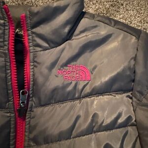 The North Face Puffer Jacket in Gray and Pink